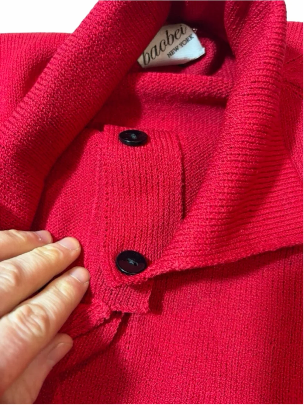 Baobei New York Red Wool Blend Knit Cardigan Jacket Collared XL NWT